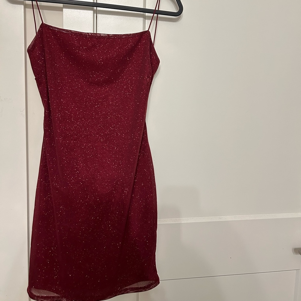 Red Wine Glitter Mini Dress